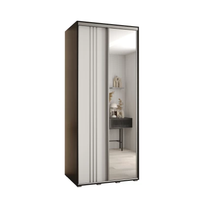 Šatní skříň YVONA 7 - 100/60 cm, černá / bílá / stříbrná