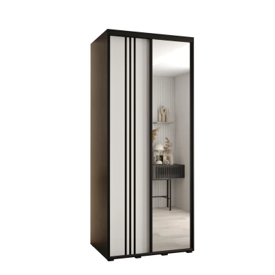 Šatní skříň YVONA 7 - 100/60 cm, černá / bílá / černá