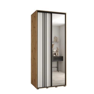 Šatní skříň YVONA 7 - 120/60 cm, dub artisan / bílá / černá