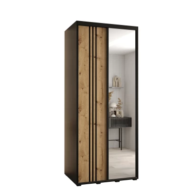 Šatní skříň YVONA 7 - 120/60 cm, černá / dub artisan / černá