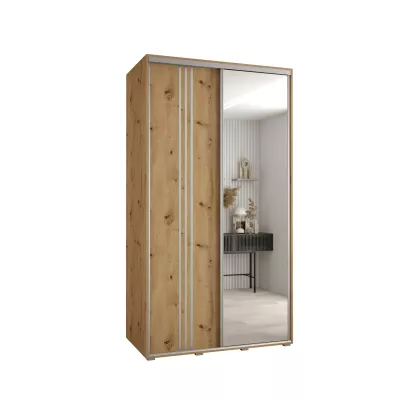 Šatní skříň YVONA 7 - 130/60 cm, dub artisan / stříbrná