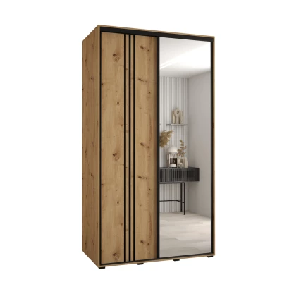 Šatní skříň YVONA 7 - 130/60 cm, dub artisan / černá