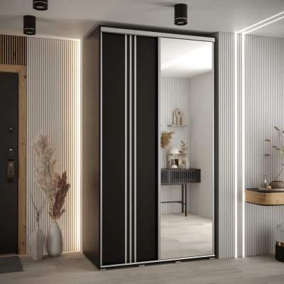 Šatní skříň YVONA 7 - 130/60 cm, černá / stříbrná