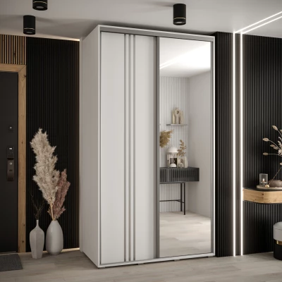 Šatní skříň YVONA 7 - 130/60 cm, bílá / stříbrná