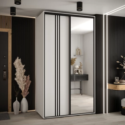 Šatní skříň YVONA 7 - 130/60 cm, bílá / černá