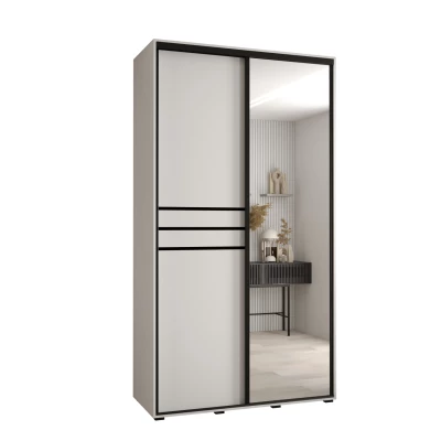 Šatní skříň YVONA 11 - 130/45 cm, bílá / černá