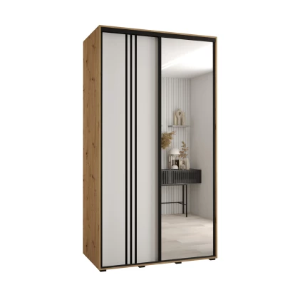 Šatní skříň YVONA 7 - 140/60 cm, dub artisan / bílá / černá