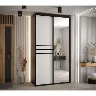 Šatní skříň YVONA 11 - 130/45 cm, černá / bílá / černá