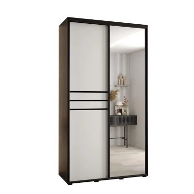 Šatní skříň YVONA 11 - 130/45 cm, černá / bílá / černá