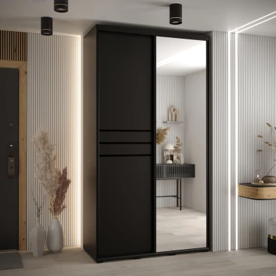 Šatní skříň YVONA 11 - 130/45 cm, černá / černá