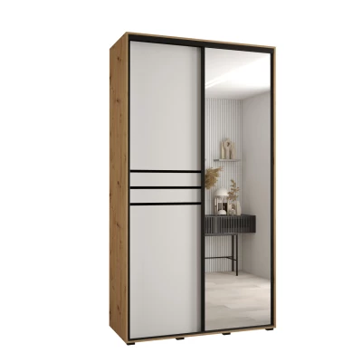 Šatní skříň YVONA 11 - 130/45 cm, dub artisan / bílá / černá