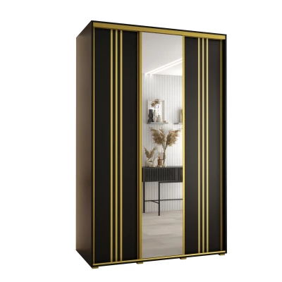 Šatní skříň YVONA 7 - 150/60 cm, černá / zlatá