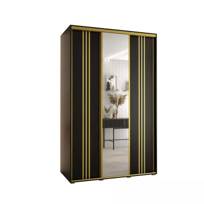 Šatní skříň YVONA 7 - 150/60 cm, černá / zlatá