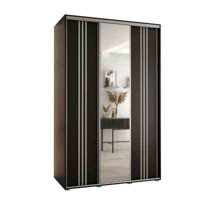 Šatní skříň YVONA 7 - 150/60 cm, černá / stříbrná