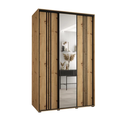 Šatní skříň YVONA 7 - 160/60 cm, dub artisan / černá