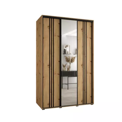Šatní skříň YVONA 7 - 160/60 cm, dub artisan / černá