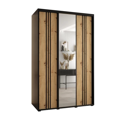 Šatní skříň YVONA 7 - 160/60 cm, černá / dub artisan / černá