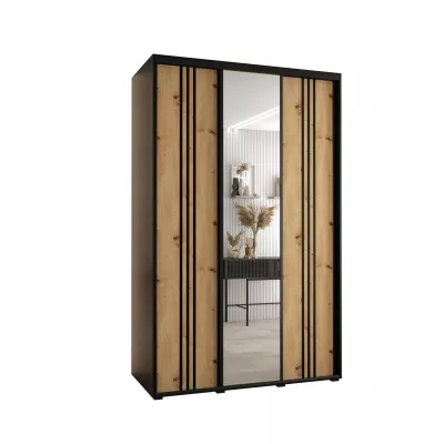 Šatní skříň YVONA 7 - 160/60 cm, černá / dub artisan / černá