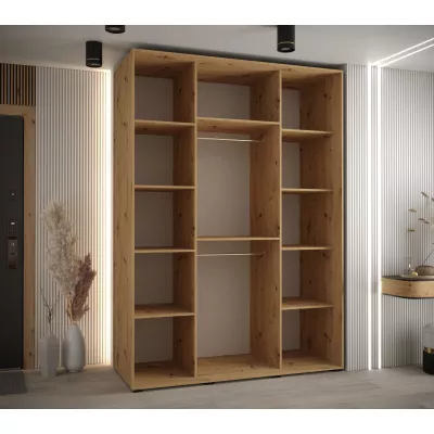 Šatní skříň YVONA 7 - 160/60 cm, dub artisan / černá