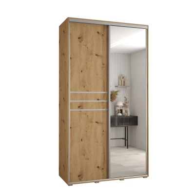 Šatní skříň YVONA 11 - 130/45 cm, dub artisan / stříbrná