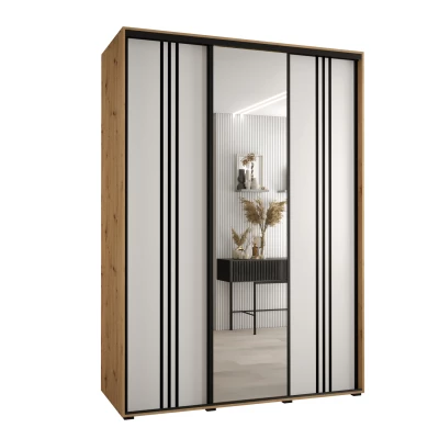 Šatní skříň YVONA 7 - 170/60 cm, dub artisan / bílá / černá