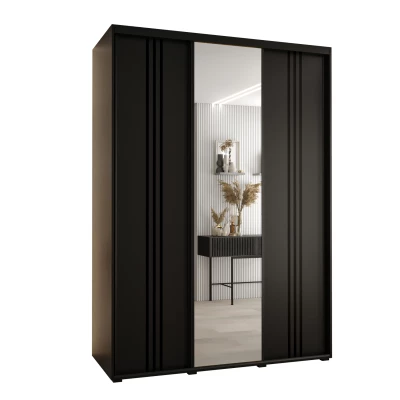 Šatní skříň YVONA 7 - 170/60 cm, černá / černá