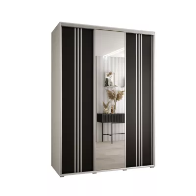 Šatní skříň YVONA 7 - 170/60 cm, bílá / černá / stříbrná