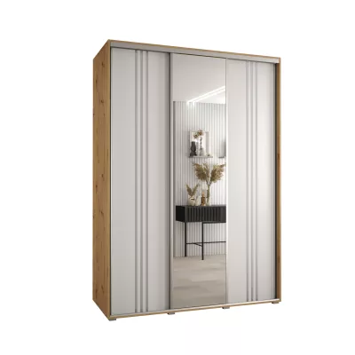 Šatní skříň YVONA 7 - 180/60 cm, dub artisan / bílá / stříbrná