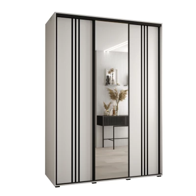 Šatní skříň YVONA 7 - 180/60 cm, bílá / černá