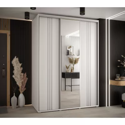 Šatní skříň YVONA 7 - 180/60 cm, bílá / stříbrná