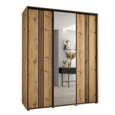 Šatní skříň YVONA 7 - 190/60 cm, dub artisan / černá