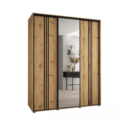 Šatní skříň YVONA 7 - 190/60 cm, dub artisan / černá