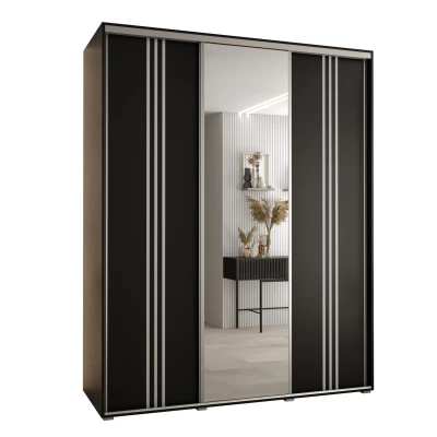 Šatní skříň YVONA 7 - 190/60 cm, černá / stříbrná