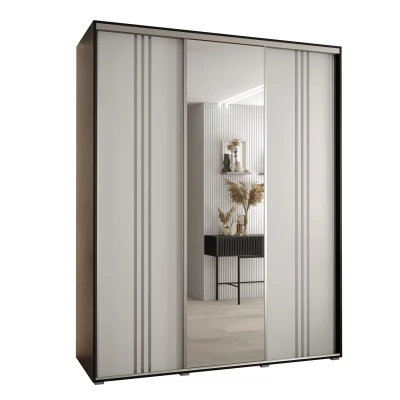 Šatní skříň YVONA 7 - 190/60 cm, černá / bílá / stříbrná