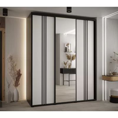 Šatní skříň YVONA 7 - 190/60 cm, černá / bílá / černá