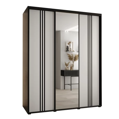 Šatní skříň YVONA 7 - 190/60 cm, černá / bílá / černá