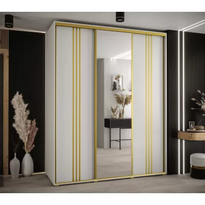 Šatní skříň YVONA 7 - 190/60 cm, bílá / zlatá