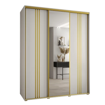 Šatní skříň YVONA 7 - 190/60 cm, bílá / zlatá