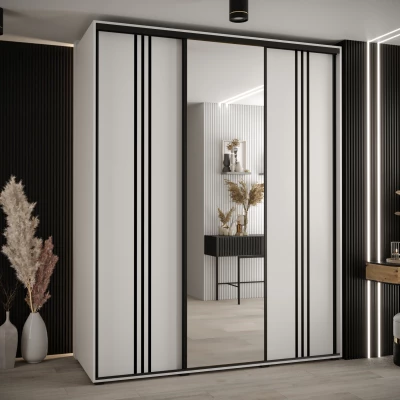 Šatní skříň YVONA 7 - 190/60 cm, bílá / černá