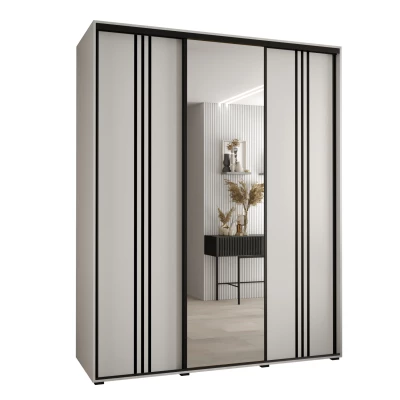 Šatní skříň YVONA 7 - 190/60 cm, bílá / černá