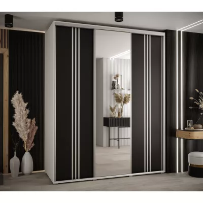 Šatní skříň YVONA 7 - 190/60 cm, bílá / černá / stříbrná