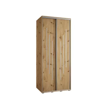 Šatní skříň YVONA 8 - 100/60 cm, dub artisan / stříbrná