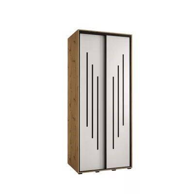 Šatní skříň YVONA 8 - 100/60 cm, dub artisan / bílá / černá