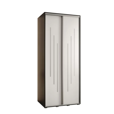 Šatní skříň YVONA 8 - 100/60 cm, černá / bílá / stříbrná