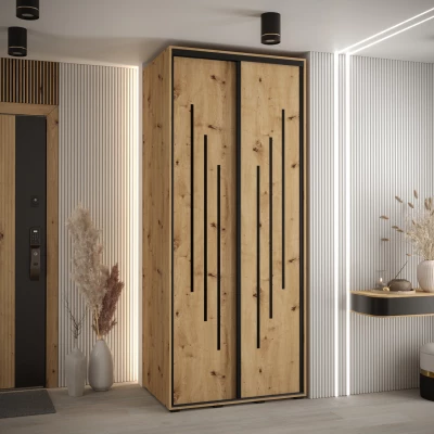 Šatní skříň YVONA 8 - 110/60 cm, dub artisan / černá