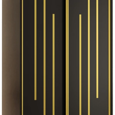 Šatní skříň YVONA 8 - 110/60 cm, černá / zlatá