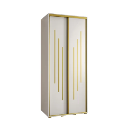 Šatní skříň YVONA 8 - 110/60 cm, bílá / zlatá
