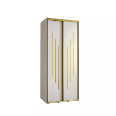 Šatní skříň YVONA 8 - 110/60 cm, bílá / zlatá