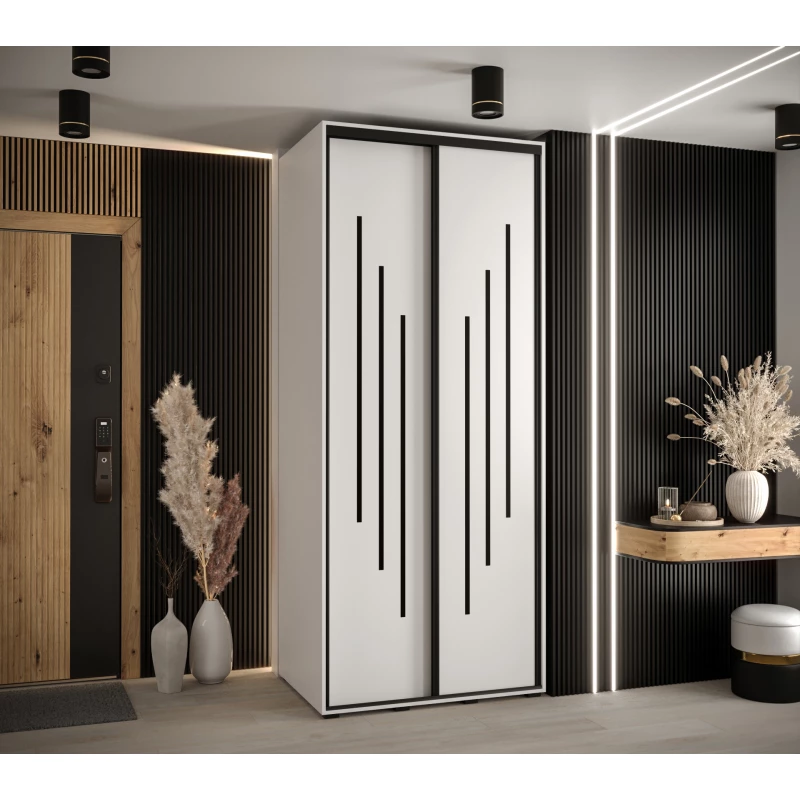 Šatní skříň YVONA 8 - 110/60 cm, bílá / černá