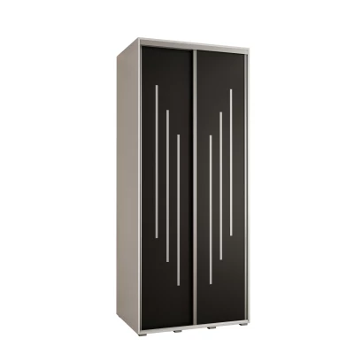 Šatní skříň YVONA 8 - 110/60 cm, bílá / černá / stříbrná